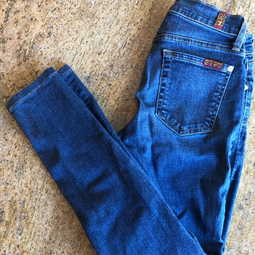 7 For All Mankind Dark Wash Skinny Jeans
